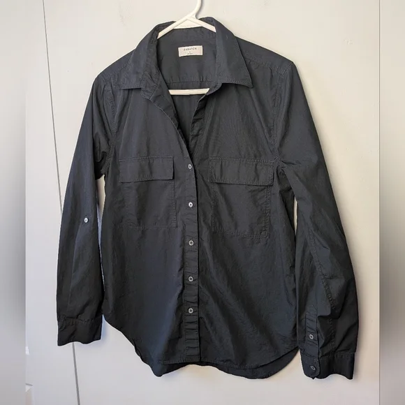 Babaton Aritzia POPLIN UTILITY SHIRT Black Women Size Small 100% Cotton - Picture 4 of 13
